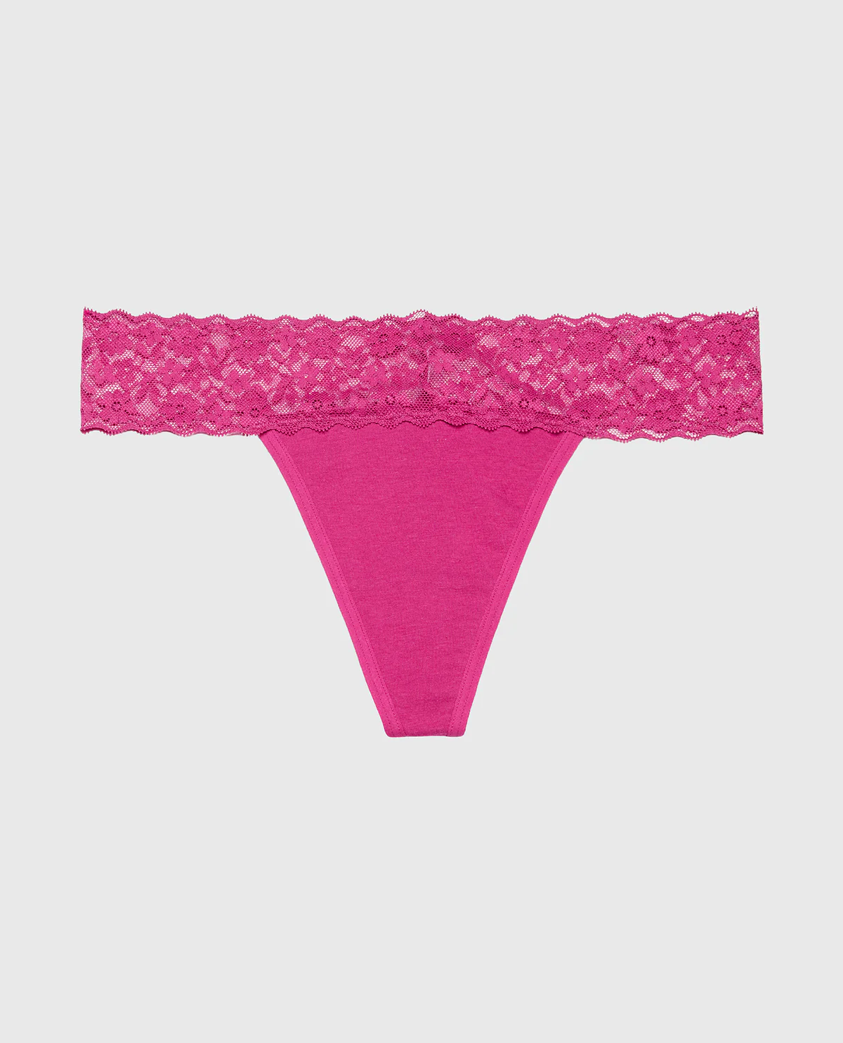Thong Panty With Lace Trim in Fuchsia Red - Image 5