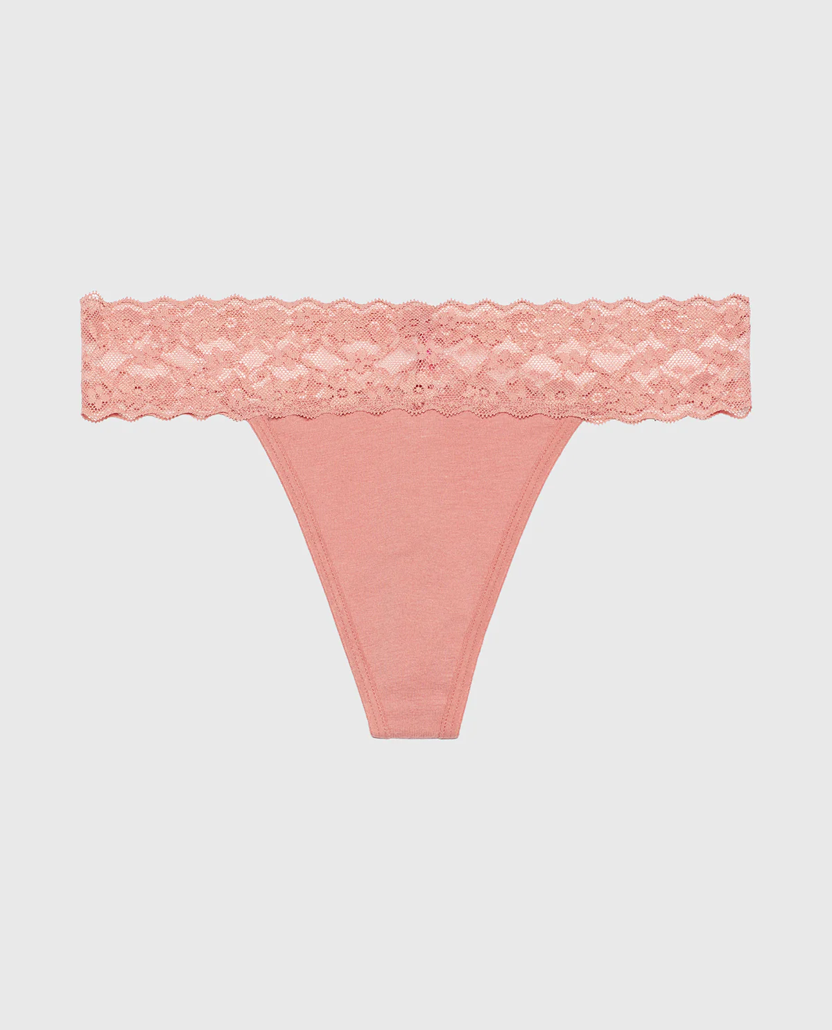 Thong Panty With Lace Trim in Old Rose - Image 4