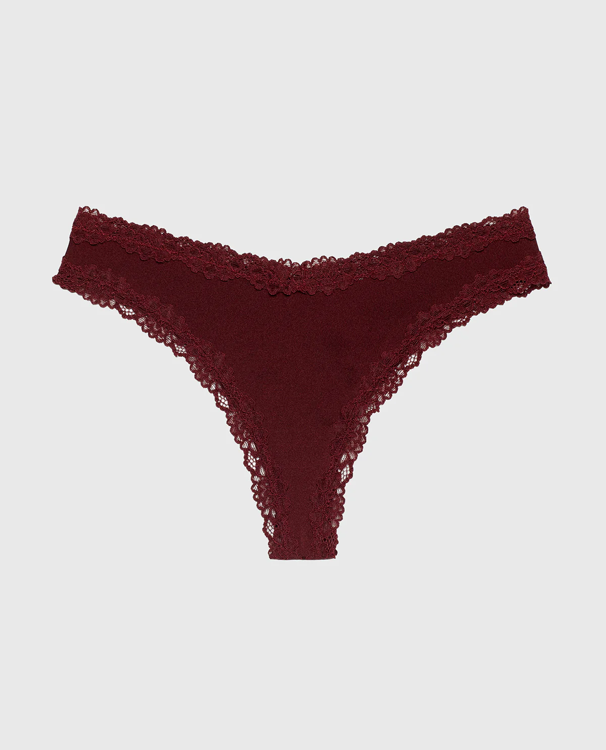 Thong Panty With Lace Trim in Russian Ruby - Image 4