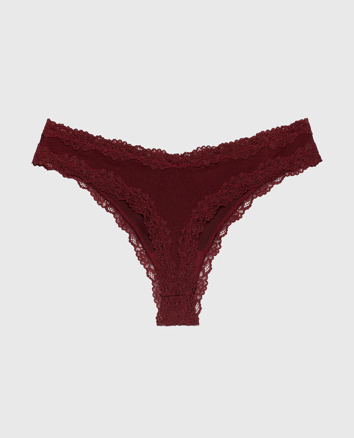 Thong Panty With Lace Trim in Russian Ruby - Image 5