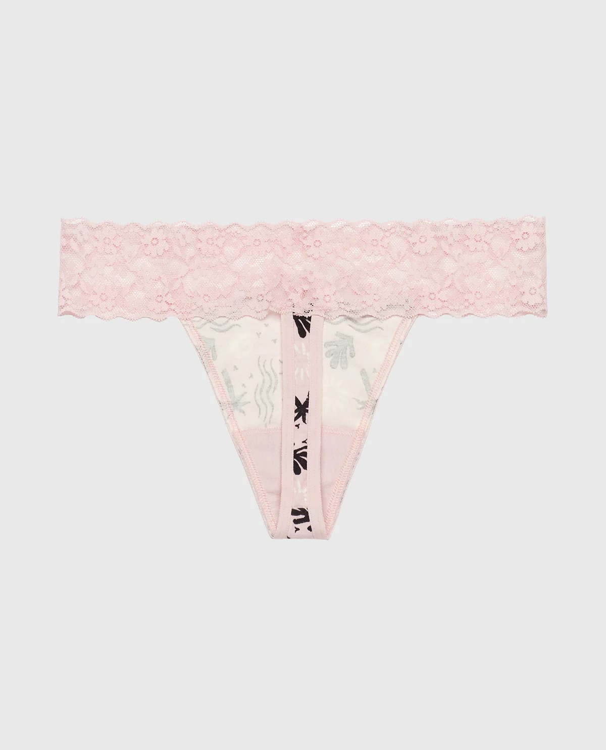 Thong Panty with Lace Trim in Sand and Surf - Image 5