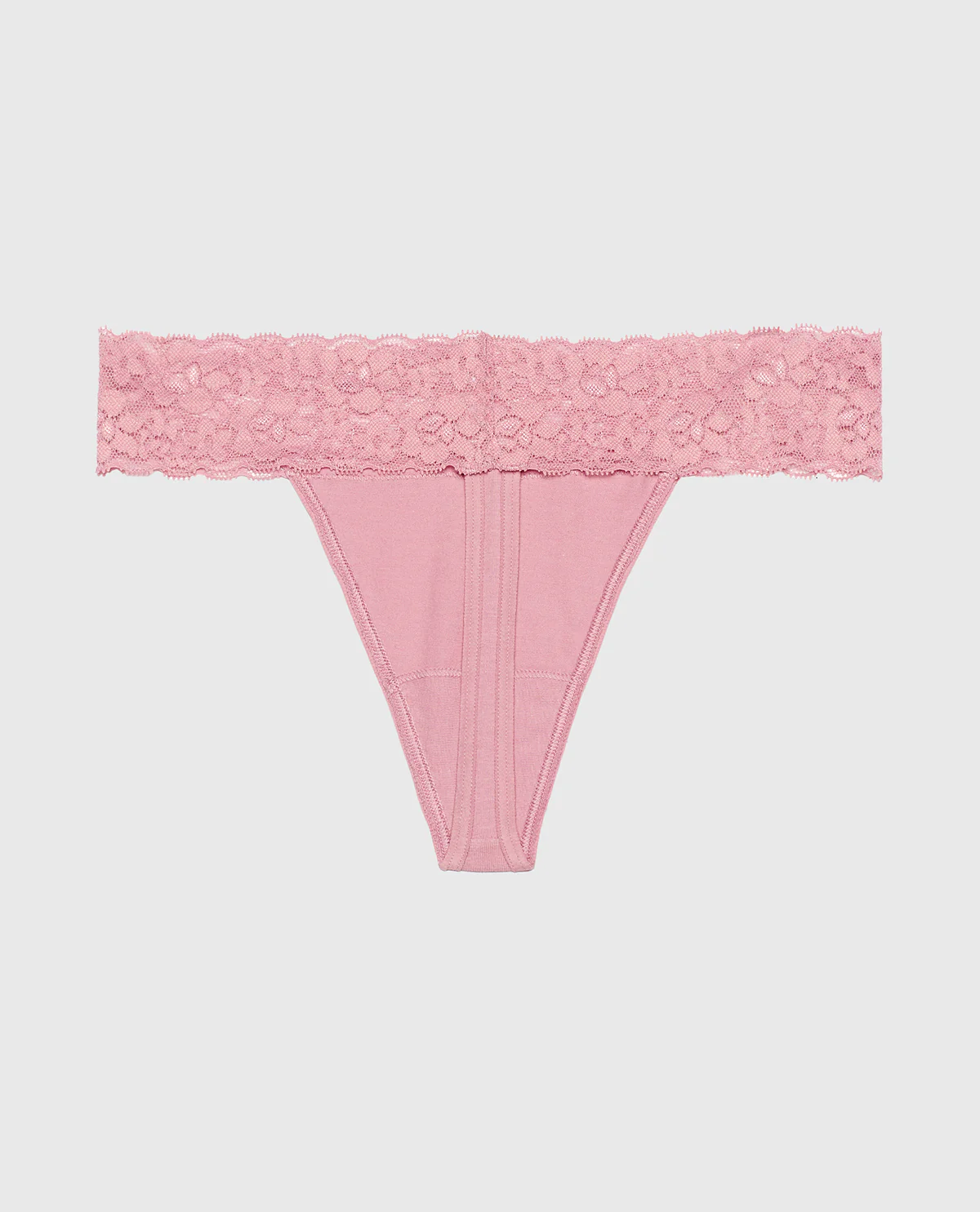 Thong Panty With Lace Trim in Sheer Mauve - Image 5