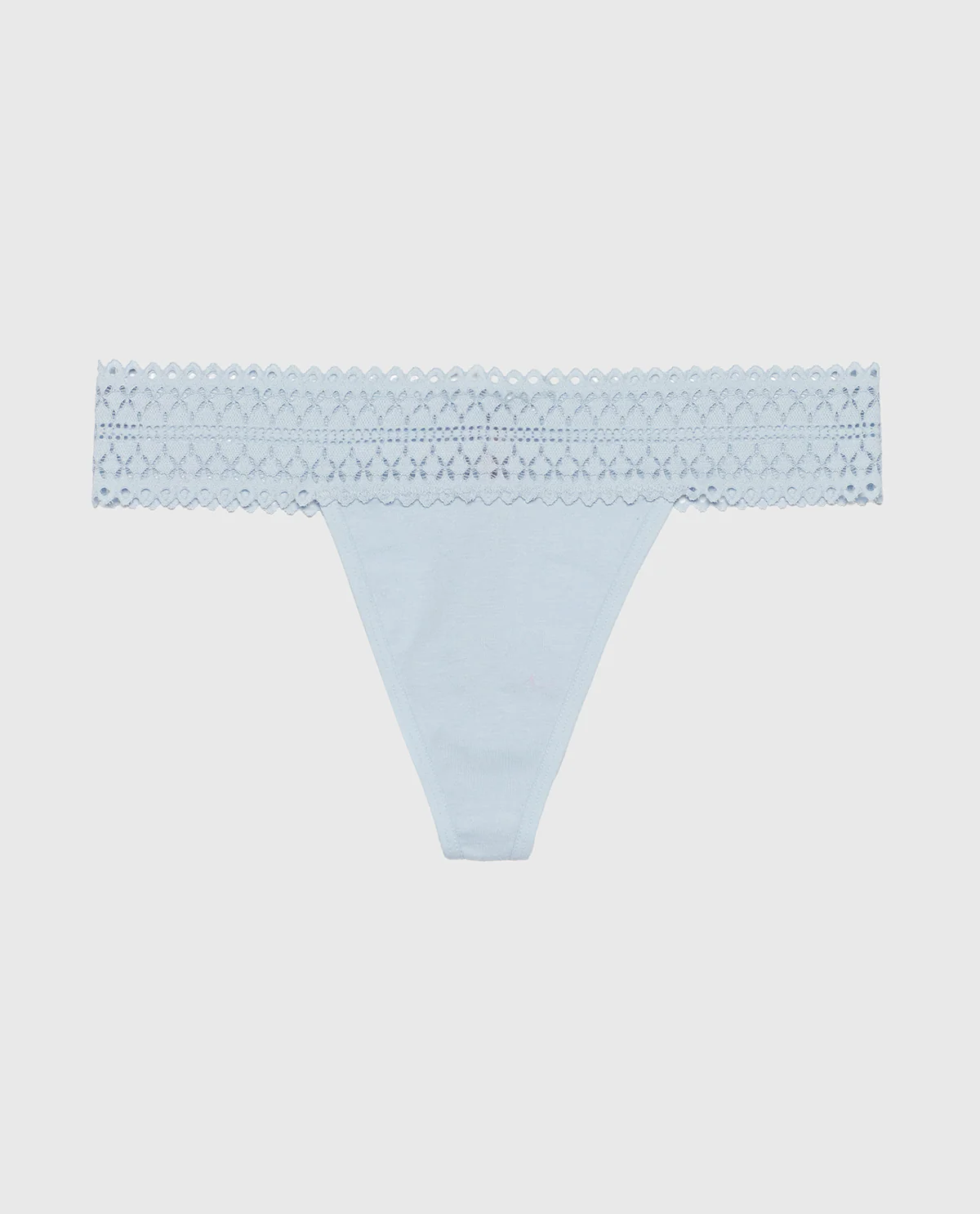 Thong Panty with Lace Trim in Subdued Blue - Image 4