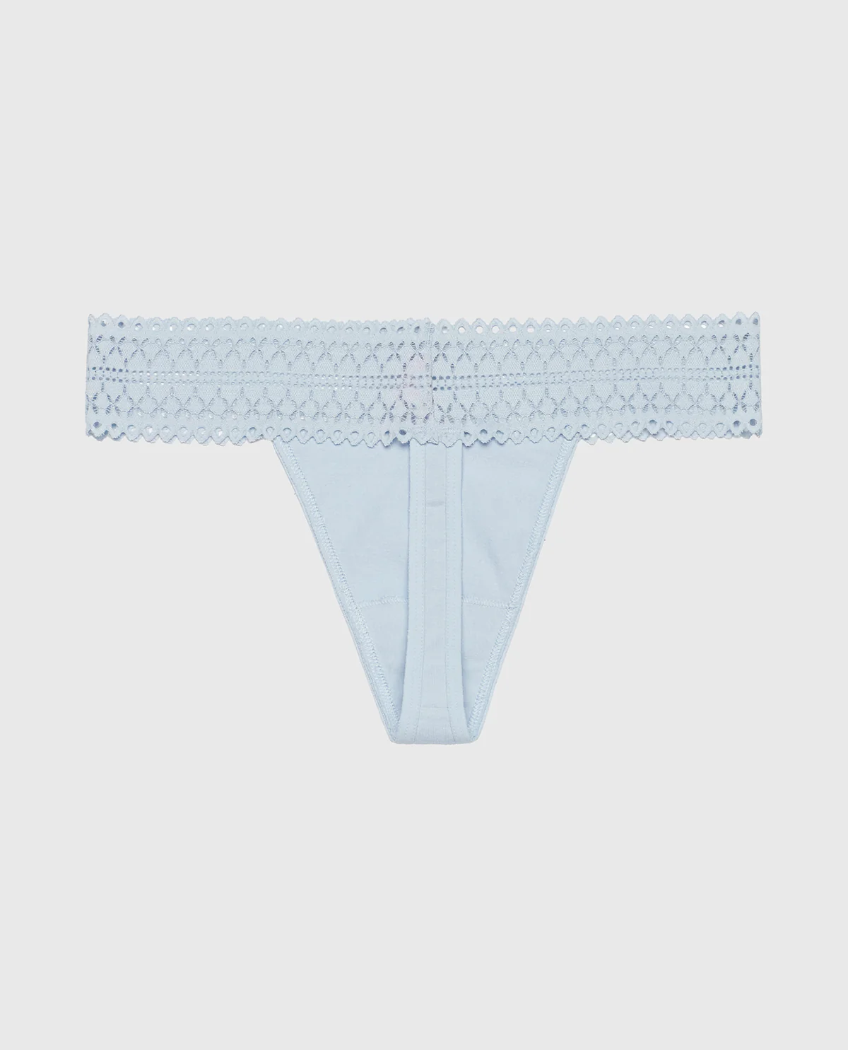 Thong Panty with Lace Trim in Subdued Blue - Image 5