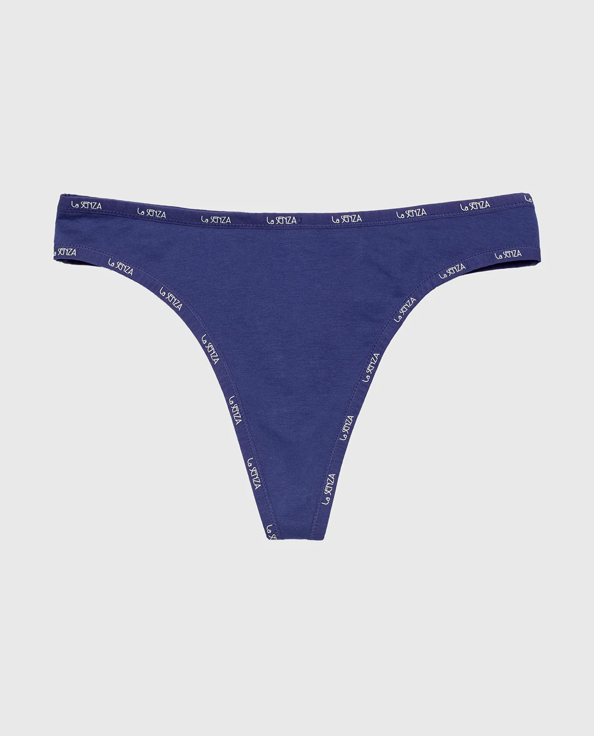Thong Panty with Logo Trim in Dusk Blue - Image 4