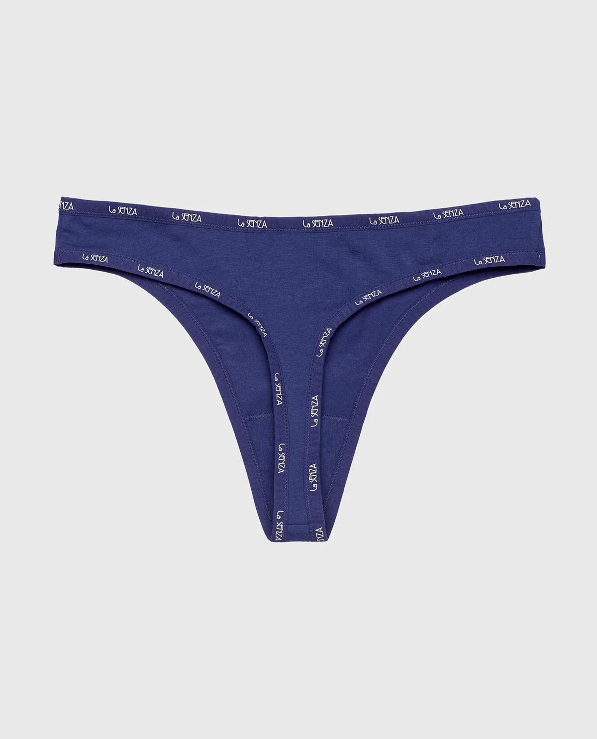 Thong Panty with Logo Trim in Dusk Blue - Image 5