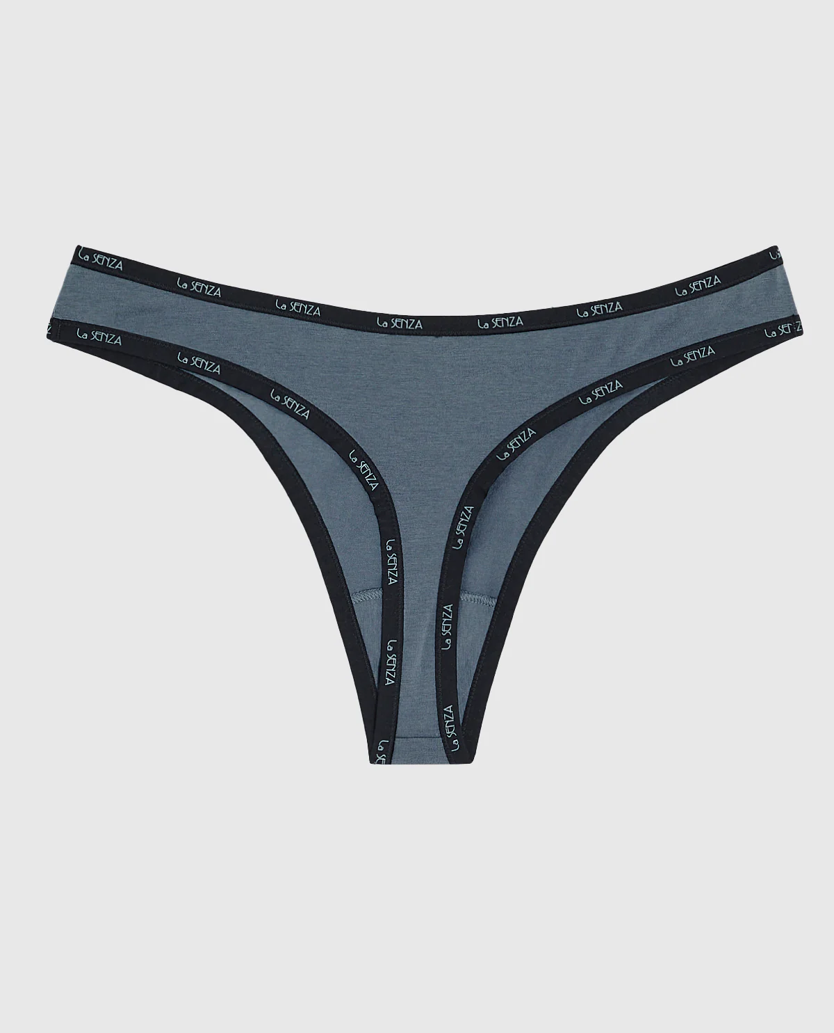 Thong Panty with Logo Trim in Stormy Weather - Image 5