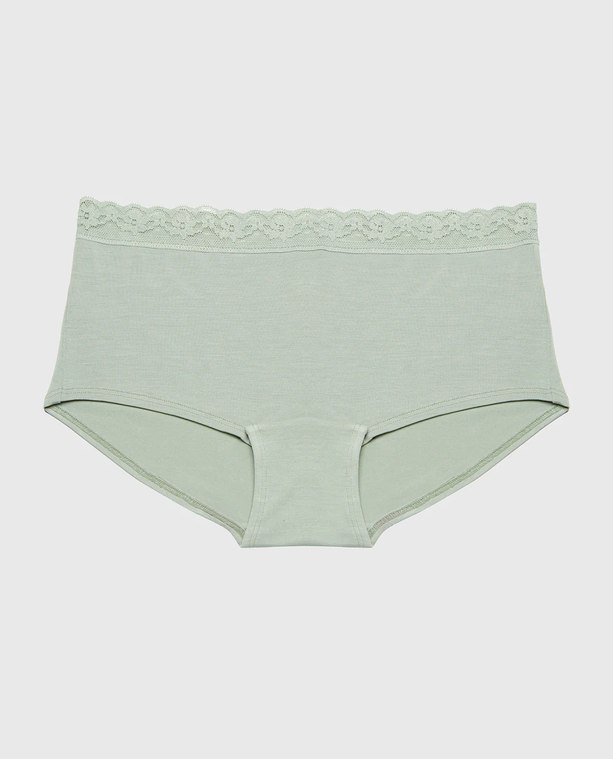 Ultrasoft Modal Boyshort Panty with Lace Trim In Iceberg Green - Image 4
