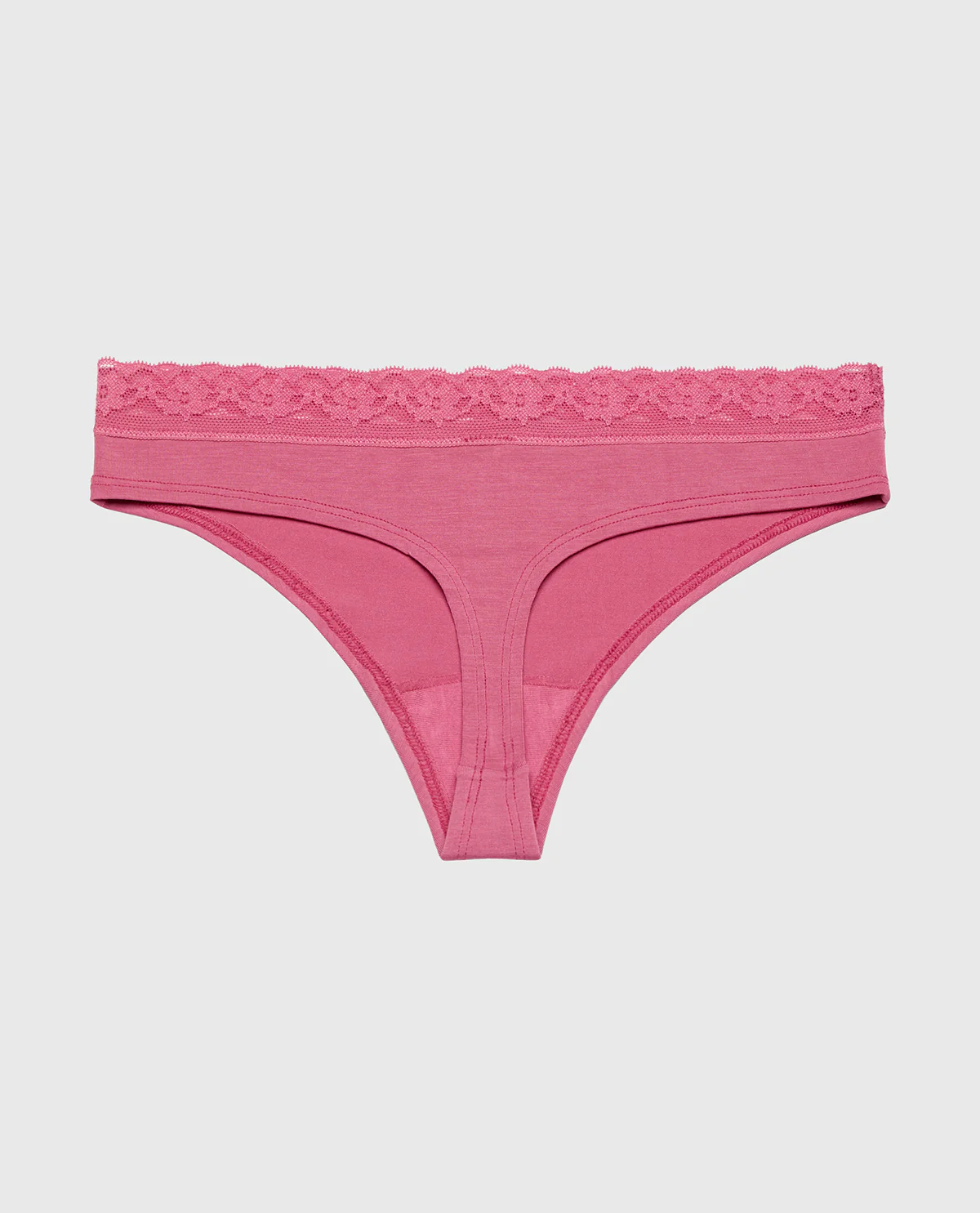 Ultrasoft Modal Cheeky Thong Panty with Lace Trim In Red Violet - Image 5