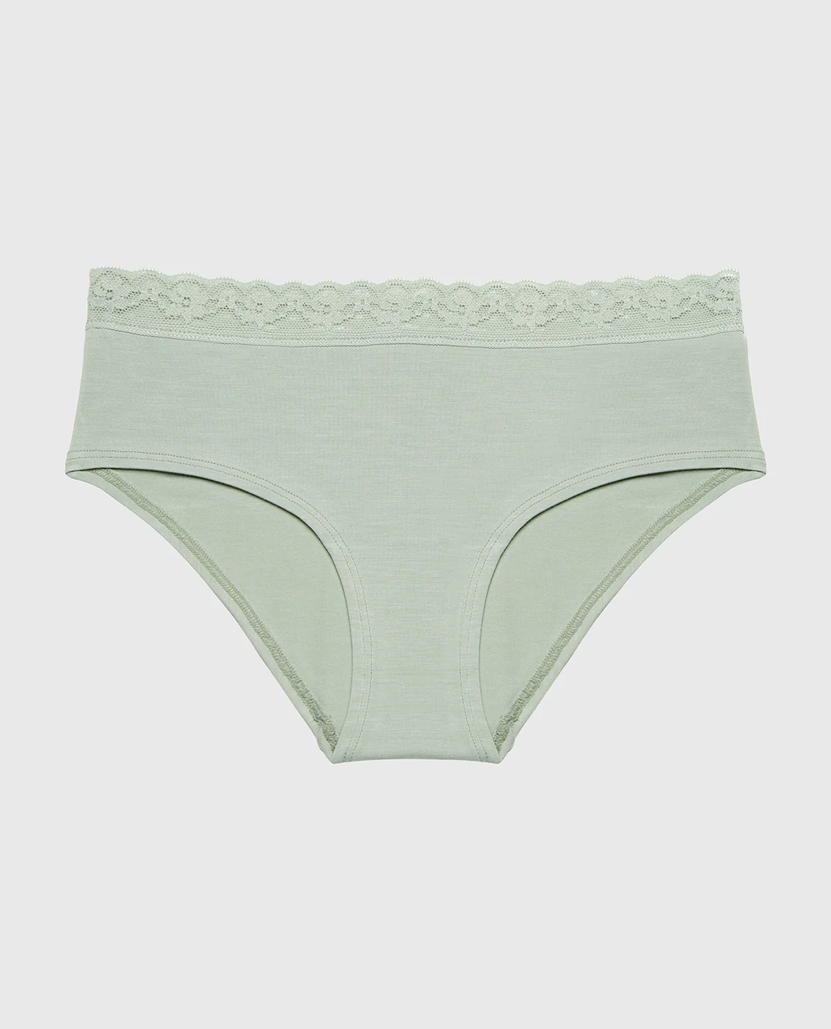 Ultrasoft Modal Hipster Panty with Lace Trim In Iceberg Green - Image 3