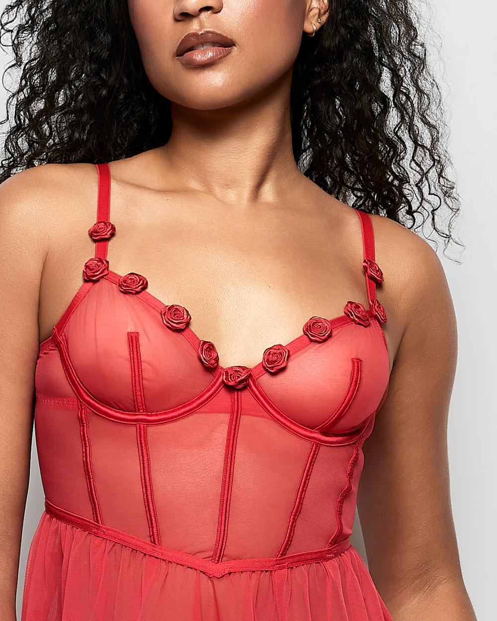 Unlined Babydoll with Rosette in Cosmo Red - Image 4