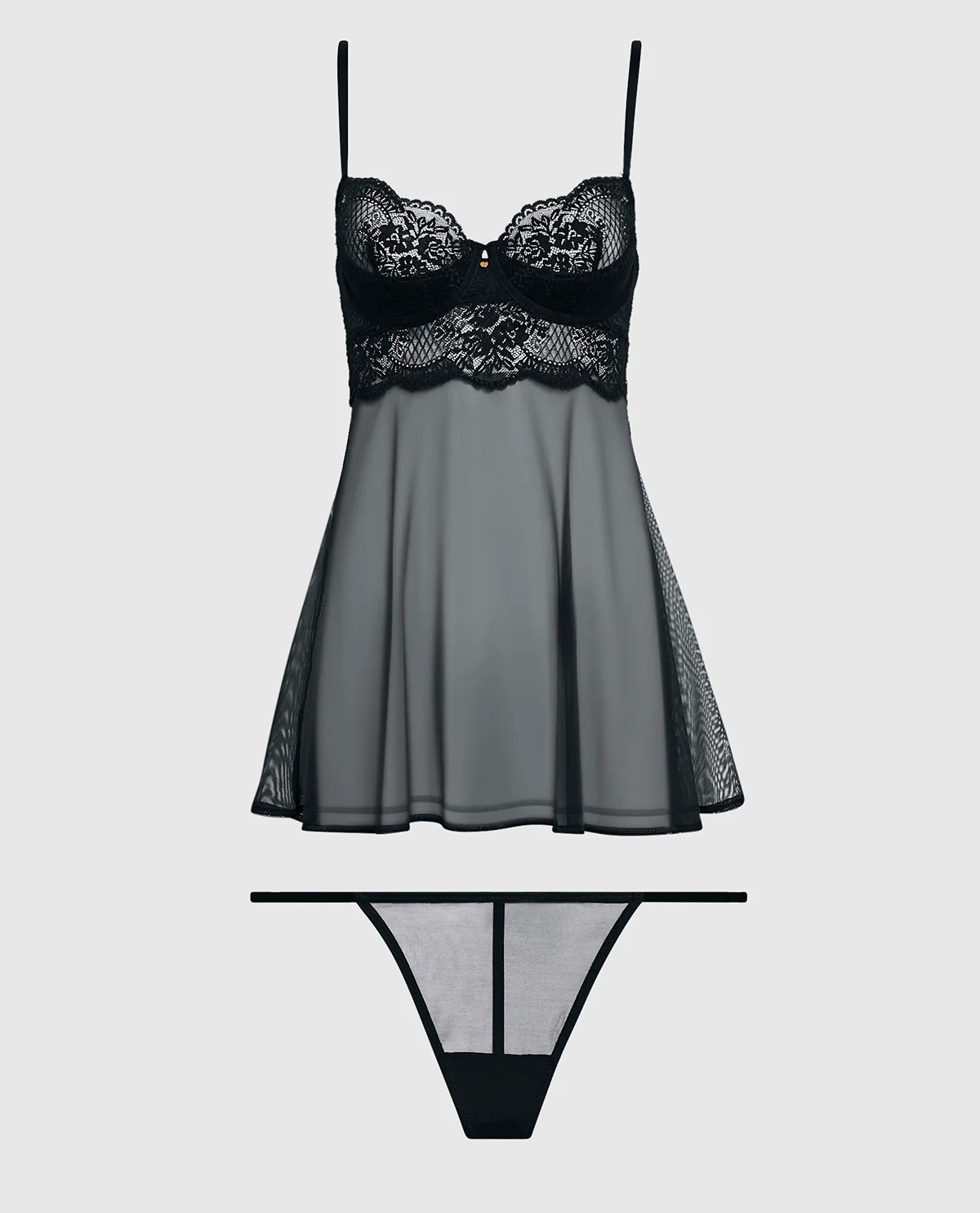 Unlined Balconette Lace Babydoll in Smoulder Black - Image 4