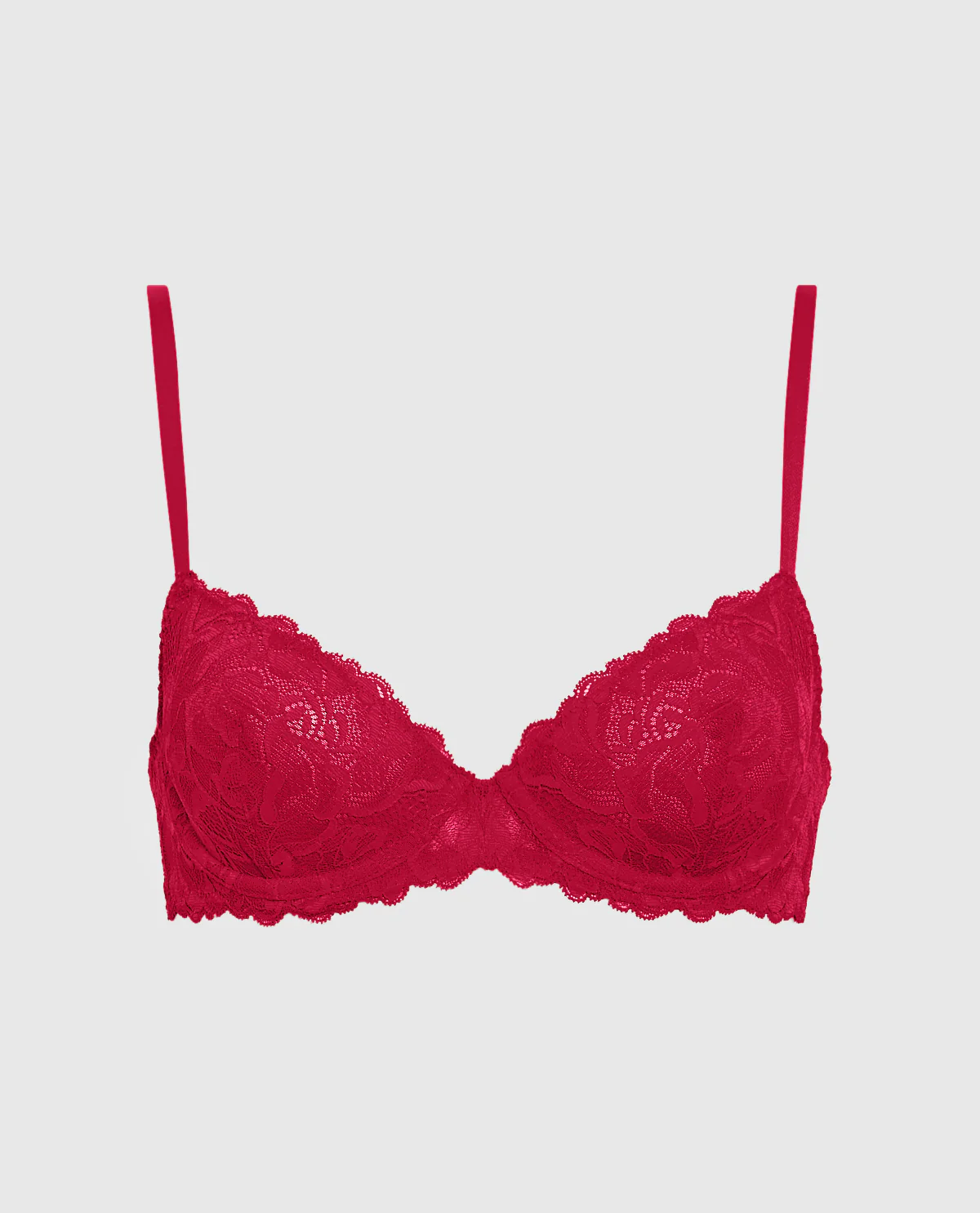 Unlined Demi Bra with Allover Lace in Cosmo Red - Image 5