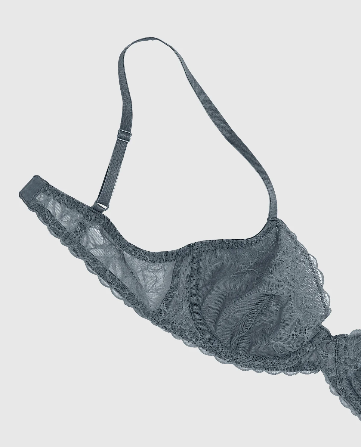 Unlined Lace Demi Bra in Stormy Weather - Image 5