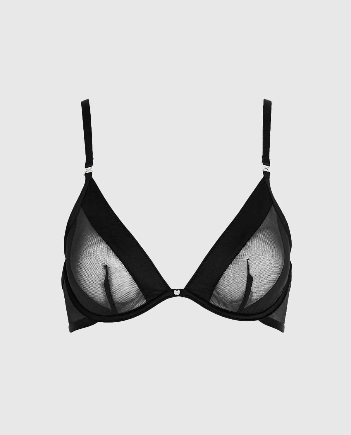 Unlined Mesh Demi Bra in Black - Image 5