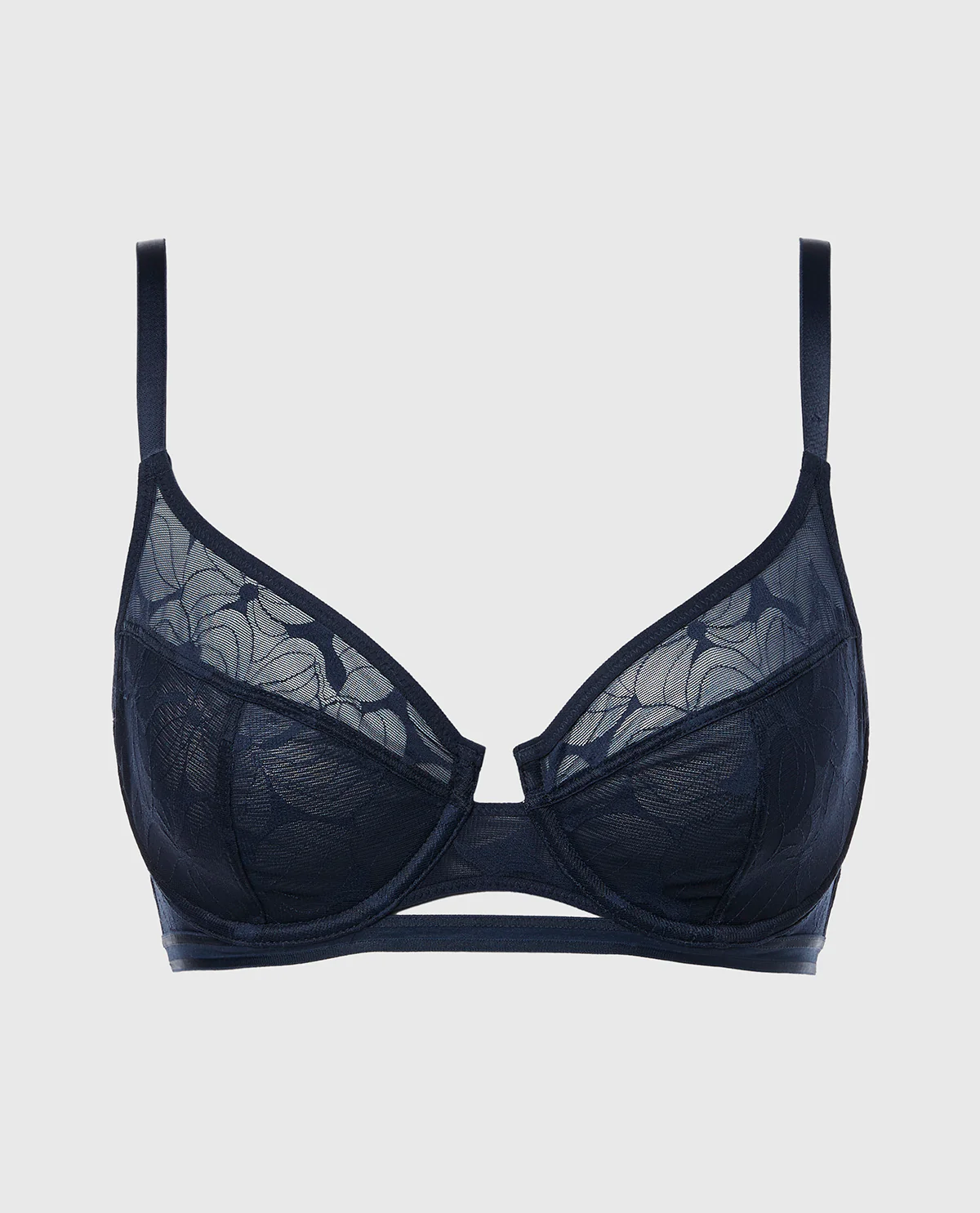Unlined Wired Triangle Bralette in Navy - Image 4